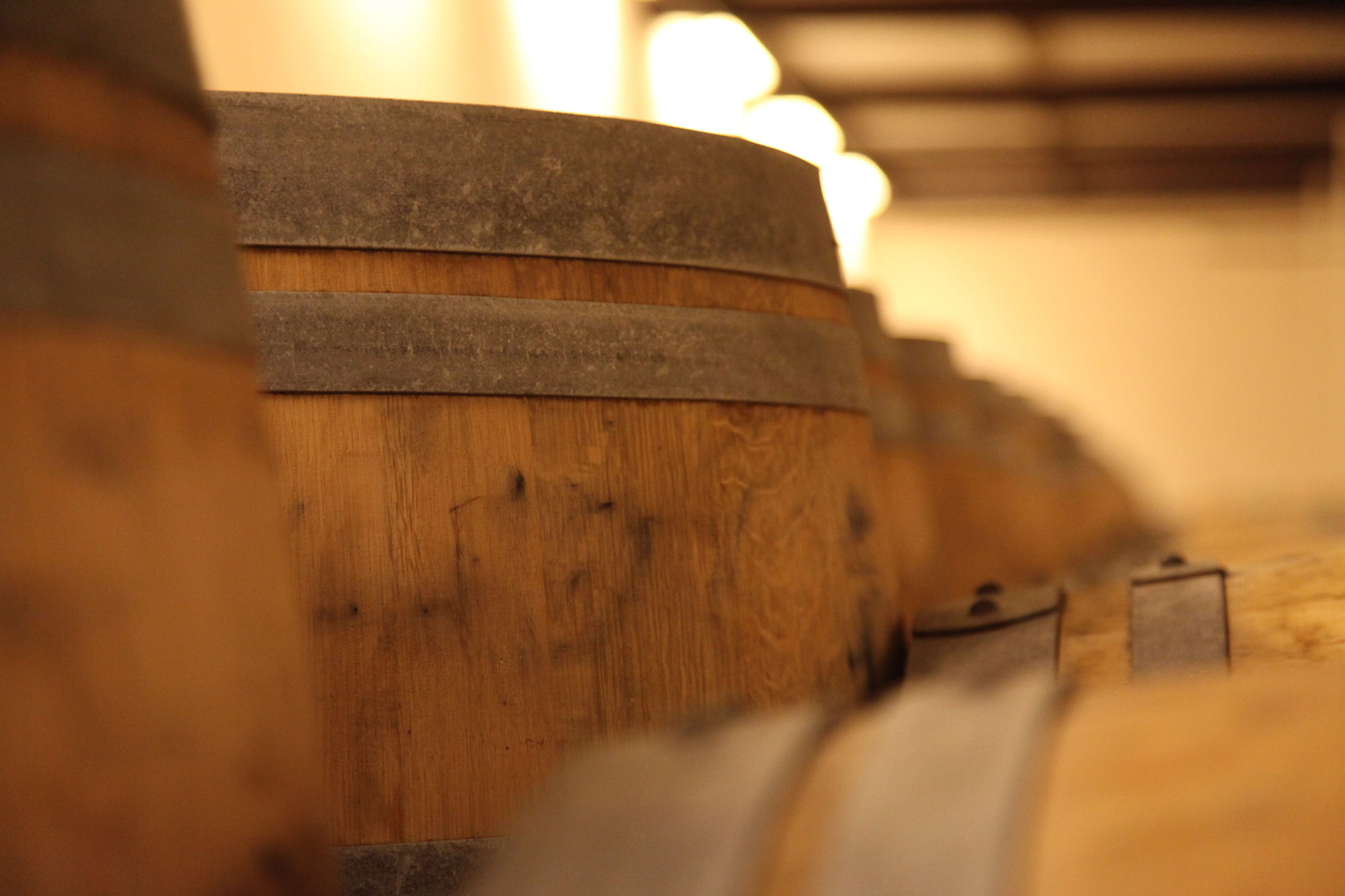 Oak wine barrels at Barrelhouse Cellars